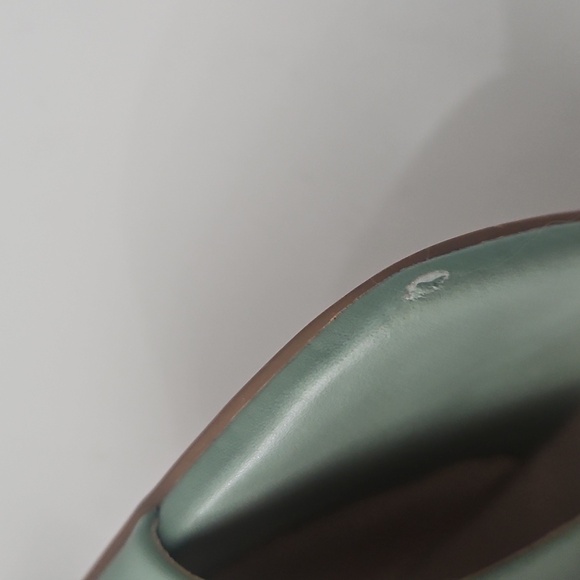 London Rebel Square Toe Block Heeled Mules in Sage Size 38 - Picture 2 of 4